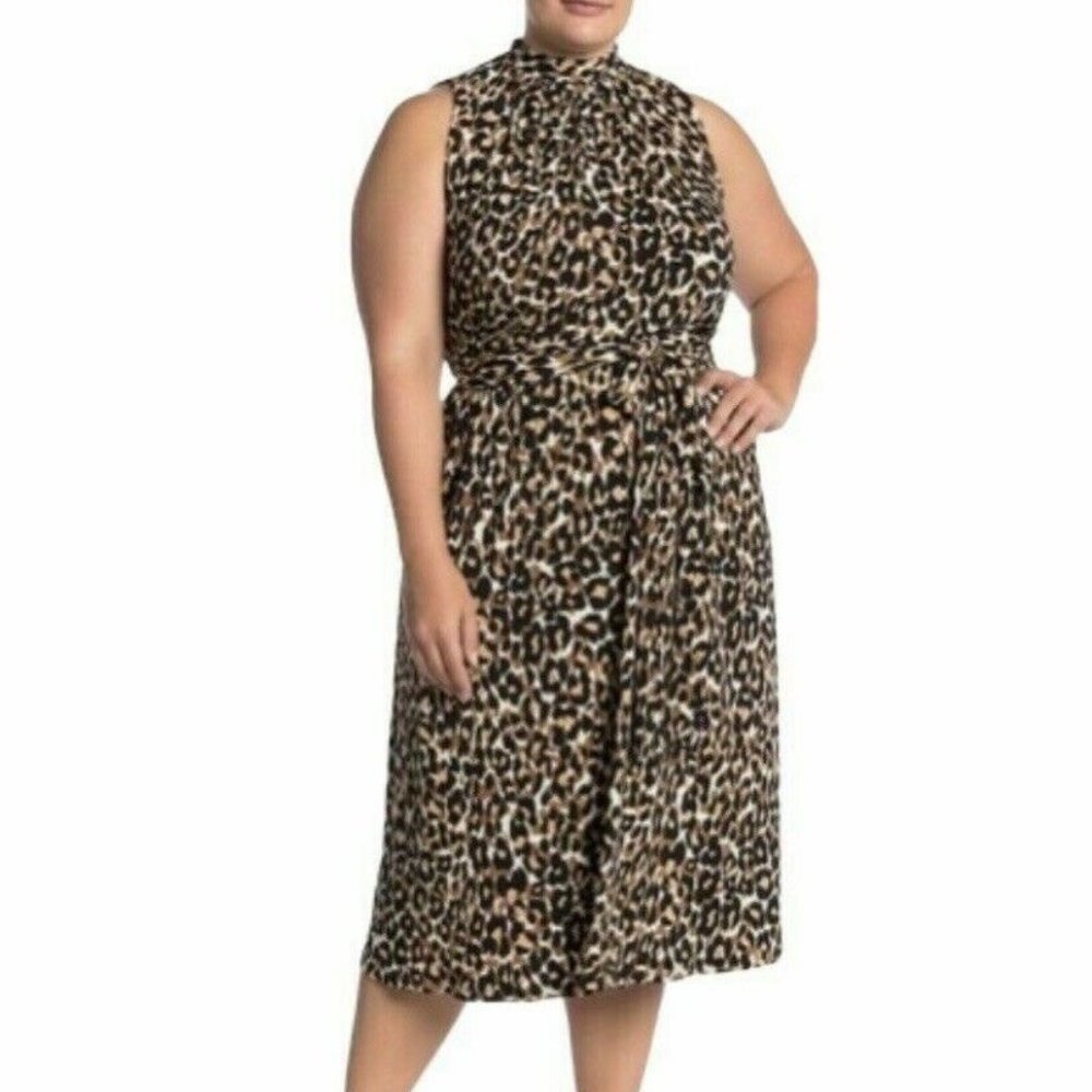 Leota Dress Mock Neck Animal Print